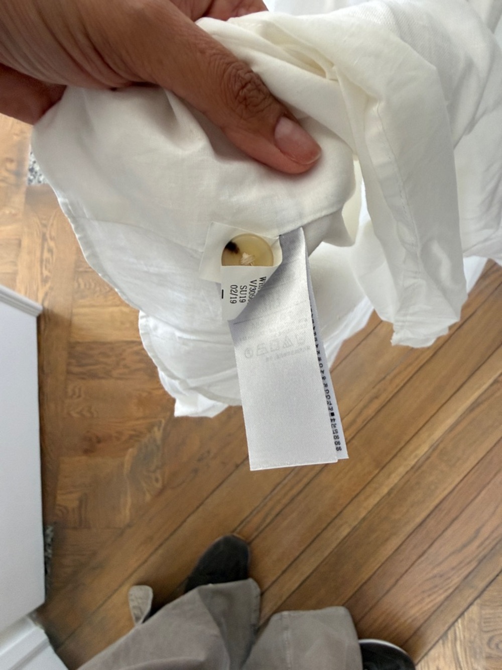 GAP White Button-Front Linen Midi Dress with Smocked Bodice - Picture 5 of 8
